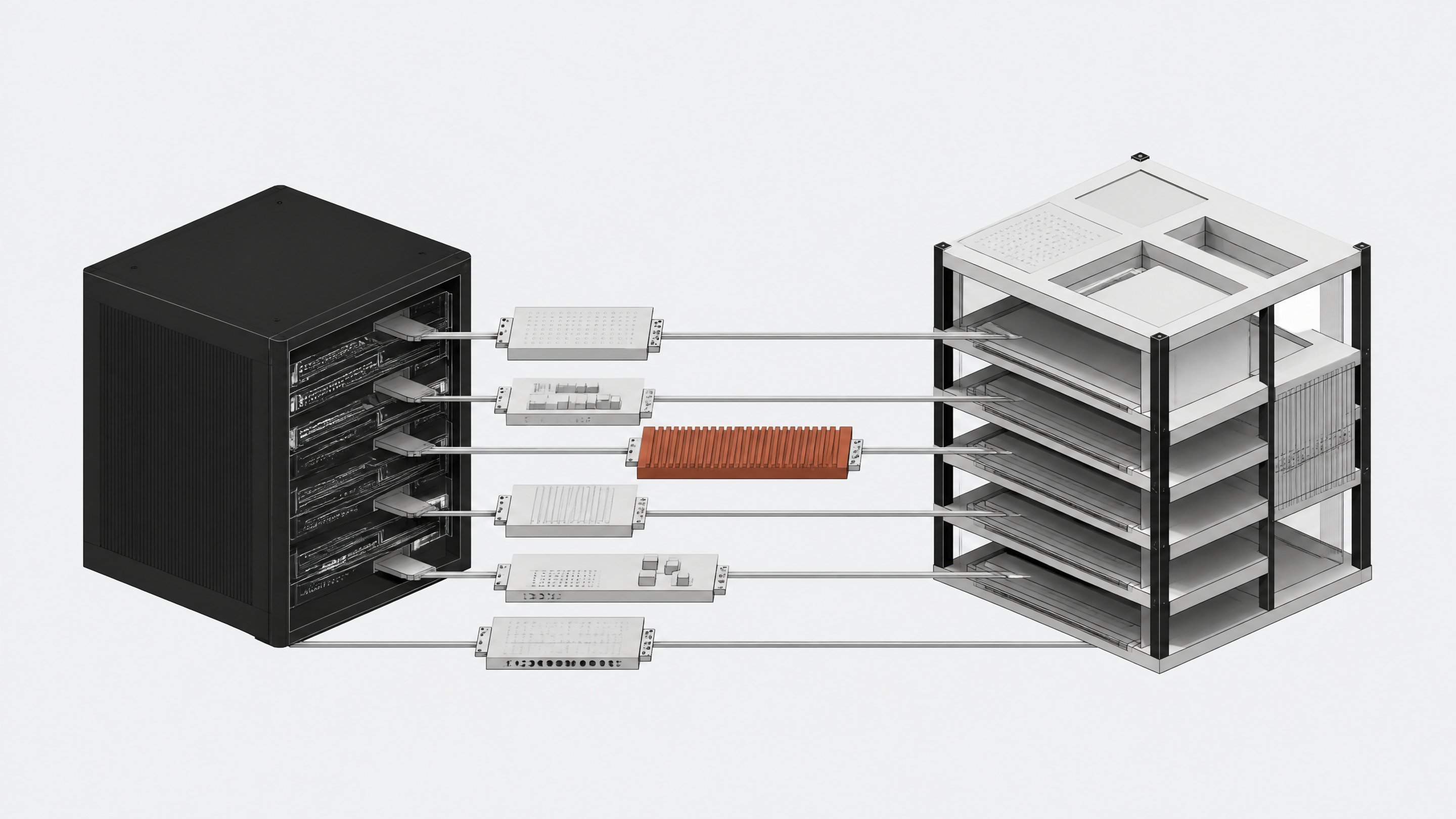 An illustration of extracting distinct behavioral and knowledge components from a single AI configuration block and seating them into a multi-tiered application scaffold.