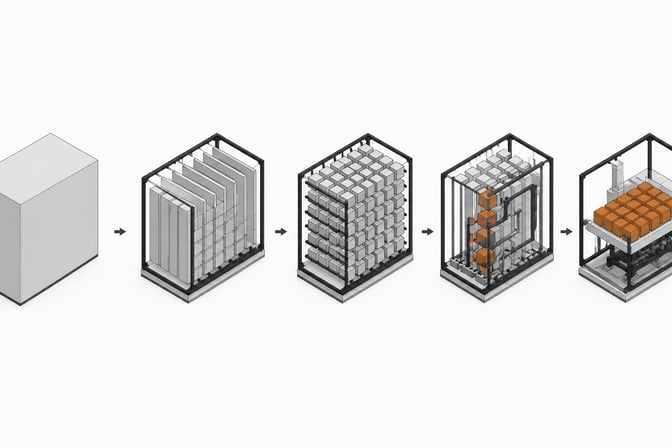 A side-by-side comparison of an opaque, sealed monolithic enclosure and a fully exposed four-stage processing pipeline representing plain Python retrieval-augmented generation.