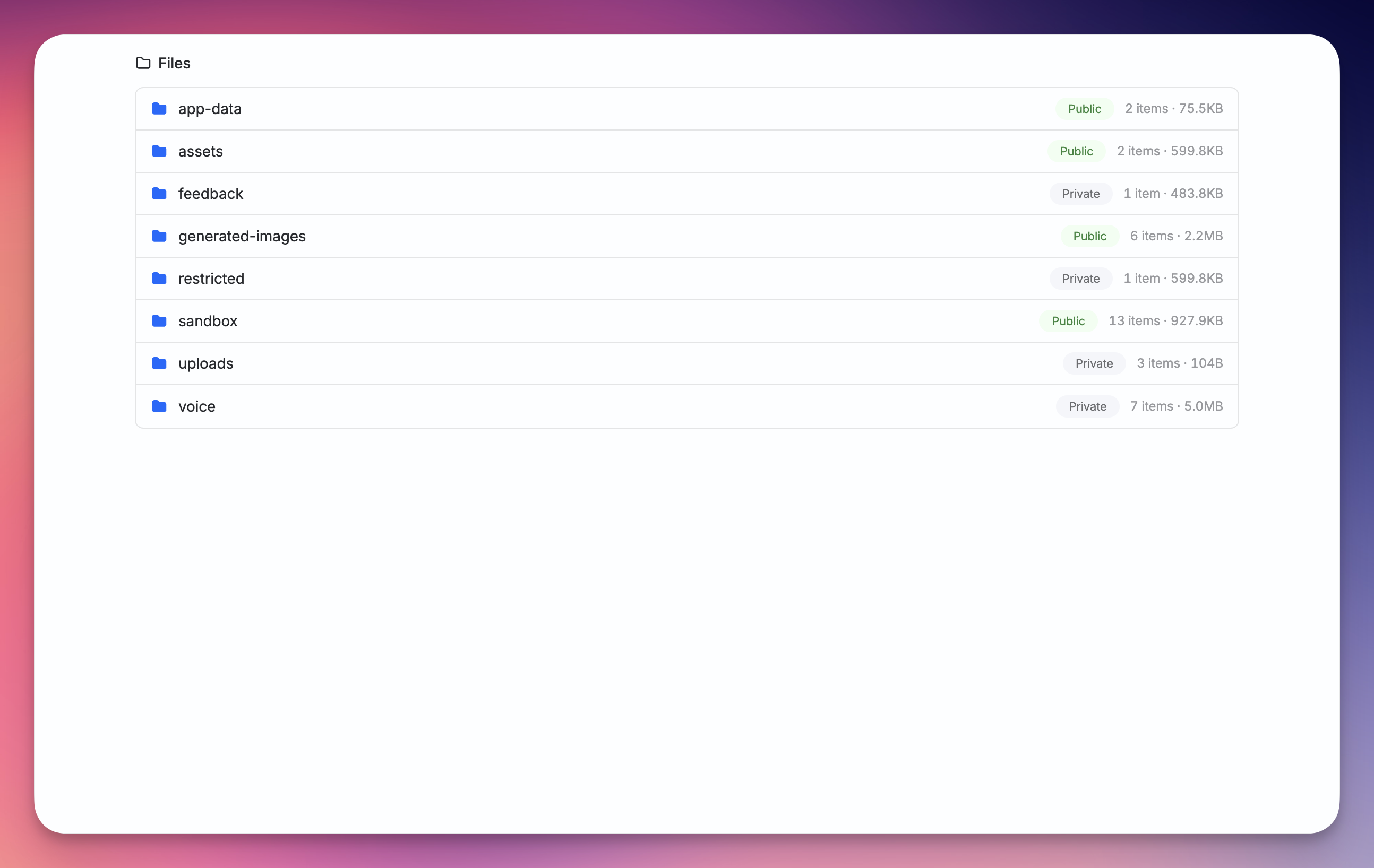 File Storage in the Remy dashboard